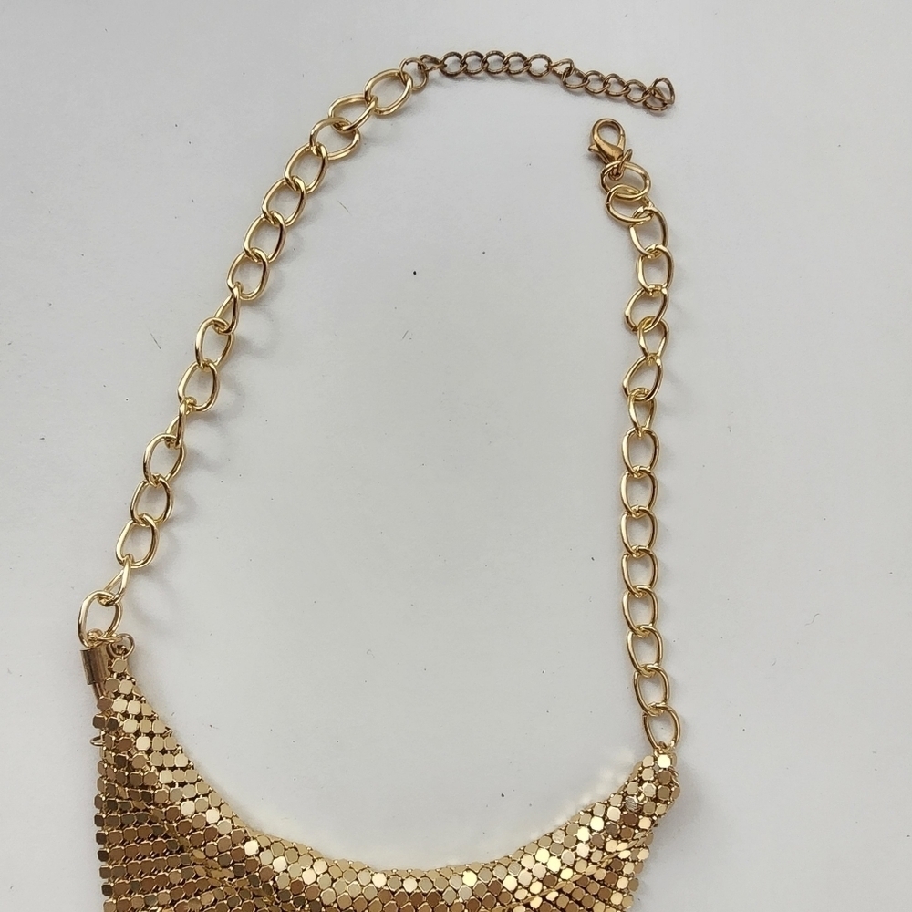 Free People Gold Statement Fringe Necklace with White Stone Accents - Picture 6 of 6